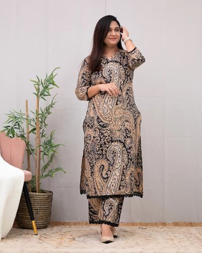 Image of Nermosa Kalamkari Printed Straight Kurta Set for Women | Printed | Office Wear |