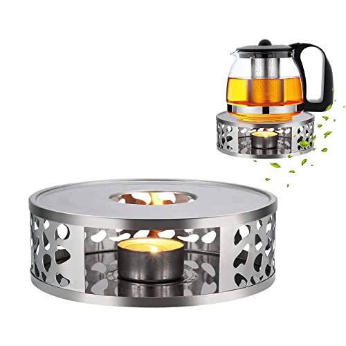 KIPIDA Stövchen aus Edelstahl mit Teelichthalter, Teewärmer, Kaffeewärmer, Teelicht, Tee Wärmer für Teekanne, Tee Herd Kochen, Stabil Klappert Nicht, für Sämtliche Teelicht und Teekanne Geeignet Cover