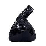 SquarePie Sequin Wrist Bag Phone Wallet Handbag Portable Organizer Pouch Black