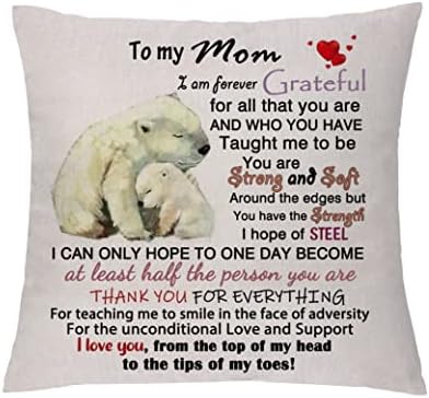 Mom Throw Pillow Covers Mommy Birthday Thank You Keepsakes Polar Bear Printing Mum Pillowcases Appreciation Home Sofa Car Decorative Cushion Cases Christmas New Year Present