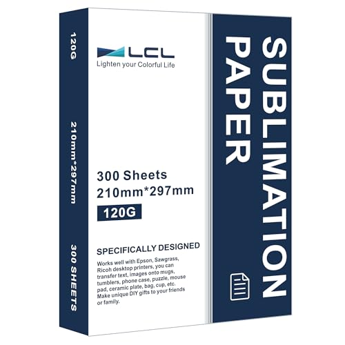 LCL Sublimation Paper A4 210x297mm 120gsm (300 Sheets) Compatible with EPSON SAWGRASS RICOH Brother Sublimation Printers