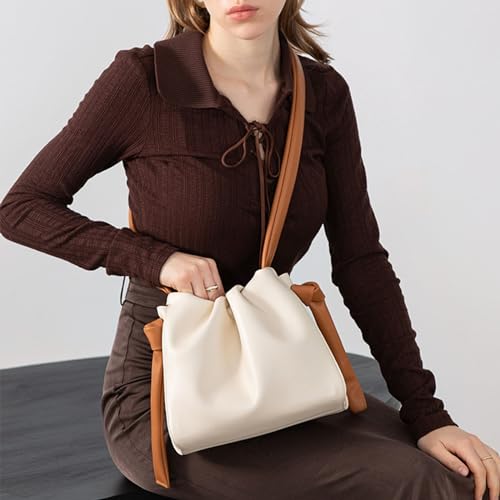 Trendige, strukturierte weiche PU-Umhängetasche, große Kapazität, Schultertasche, trendiger Knoten für Damen, Lazy Knot, weiß, One Size