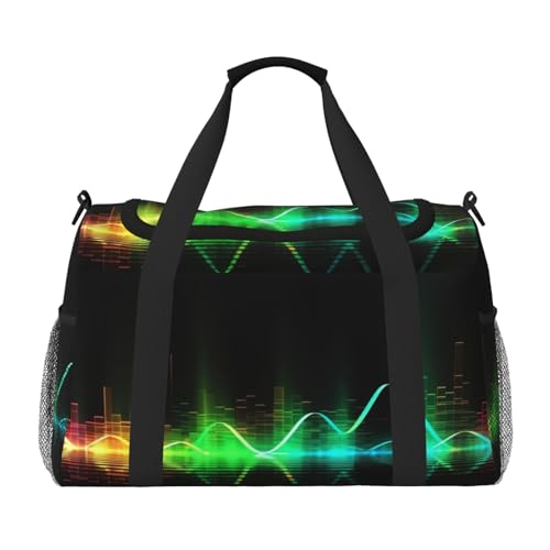 Cool Music sound wave printed Hand Travel Bag Casual luggage bag