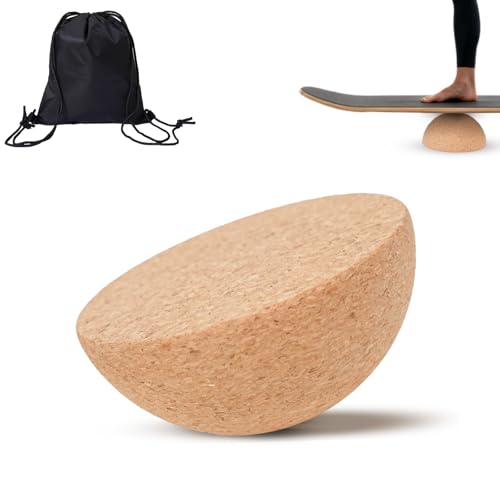 HiSnug Healfith - Tabla de equilibrio de corcho macizo, semiesfera de corcho de alta calidad para entrenamiento de equilibrio, semiesfera de equilibrio sostenible, diámetro de 15 cm x altura de 7 cm
