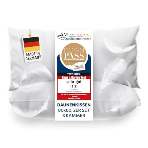 Sandaro Home Kopfkissen 80x80 Daunen-Federn | 3 Kammern Premium Qualität Daunenfedernkissen 80 x 80 cm,100% Natur Bezug aus Reiner Baumwolle, Ultra-Komfort-Schlaf-Kissen, SH1 (1400Gramm) 8 DormiGood - 2er Set Premium Daunenkissen 80 x 80 cm 100% Natur - 3 Kammer Kopfkissen 80x80 1000g extra weich - Hochwertiges Inlay aus Baumwolle