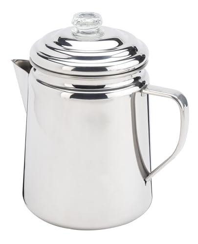 Coleman Stainless Steel Coffee Percolator, 12-Cup Capacity Durable Outdoor Coffee Maker for Camping, Backpacking, RV, Stovetop, Campfire, & More, No Filters Needed