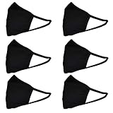 SAFE HANDLER 2 Ply Reusable Cotton Face Mask | Seamless Adult Washable Mask for Men or for Women, Protective Face Cover, Soft Breathable Jersey Fabric, BLACK (6 PACK)