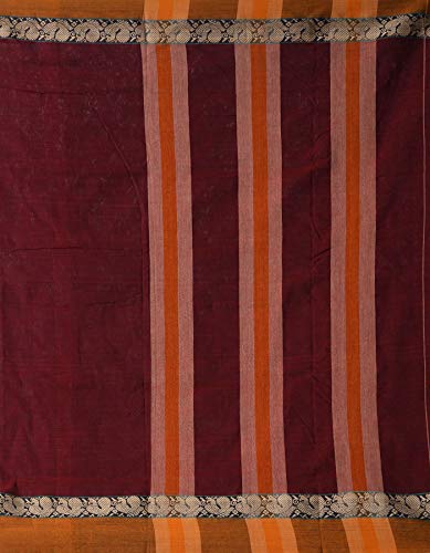 Image of UNNATI SILKS Women Pure Handloom Narayanpet Cotton Saree With blouse piece and Tassels ends from the Weavers of Andhra Pradesh(UNM31697+Maroon+free size)