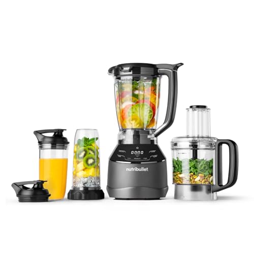 nutribullet triple Prep System, batidora eléctrica, batidora de vaso profesional multifunción, 1500 vatios de potencia, 3 electrodomésticos, negro, NBF580B