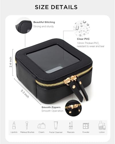Image of Clear Sunscreen Makeup Bags,Small Makeup Bag for Purse,Mini Clear Makeup Pouch Purse Organizer Fit Carry-on Travel Essentials,Cute Cosmetic Bags Car Accessories for Women (Mini-Black)