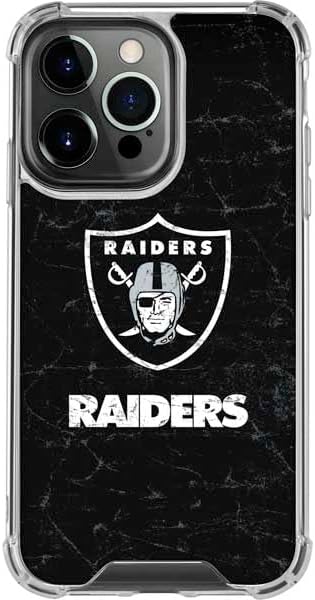 Skinit Clear Phone Case Compatible with iPhone 16 Pro - Officially Licensed NFL Las Vegas Raiders Distressed Design