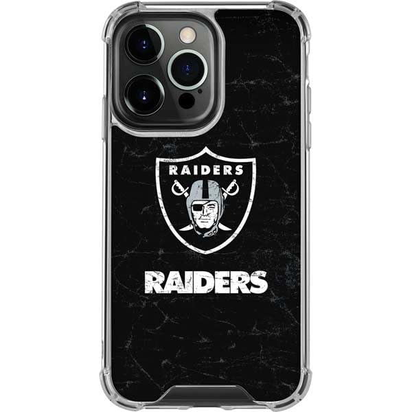 Skinit Clear Phone Case Compatible with iPhone 16 Pro - Officially Licensed NFL Las Vegas Raiders Distressed Design