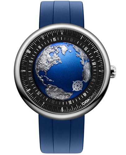 Image of CIGA Design Mechanical Automatic Watch Blue Planet U Series Stainless Steel /Titanium /Ceramics Case Sapphire Crystal Fluororubber /Ceramics Strap Watches Gifts for Men and Women