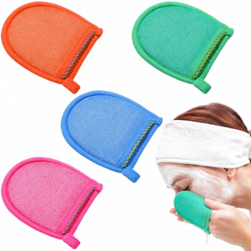 Frienda 4 Pcs Exfoliating Gloves Facial Scrubber Deep Exfoliating Remover