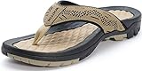 WHITIN Men's Outdoor Waterproof Flip Flops Thong Sandals with Arch Support Size 10 Slip Resistant Sandles Male Sport Athletic Slides Beach Khaki 44