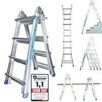 Note 1,1 SEHR GUT Warentestonline.de 05/2025/20251469 Worktekk® Profi 4/7/14 Sprossen Teleskopleiter Aluleiter Mehrzweckleiter Klappleiter Bockleiter Alu Malerleiter Multifunktionsleiter Little Giant