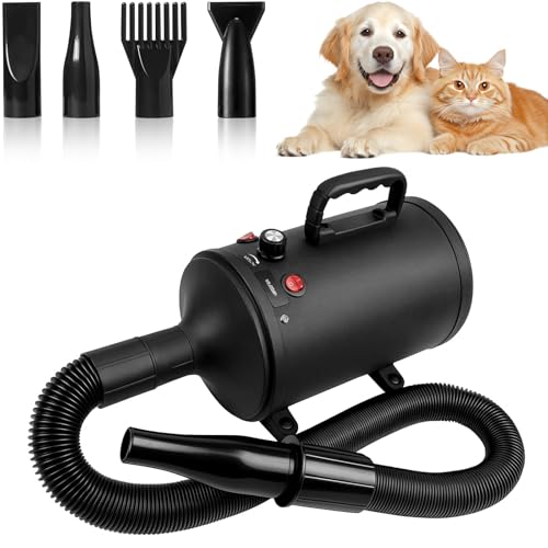 VexNook 3200 W Hondenföhn, blower, zeer stil, 3200 W, huisdierdroger, met instelbare windsnelheid en temperaturen, 4 verschillende sproeiers, elastische slang en verzorgingsborstel