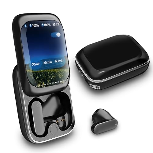 Mesen Auriculares inalámbricos Bluetooth para correr, Bluetooth 5.3 con micrófono ANC/ENC con cancelación de ruido, graves profundos de 48 horas, auriculares inalámbricos con pantalla LED a color para
