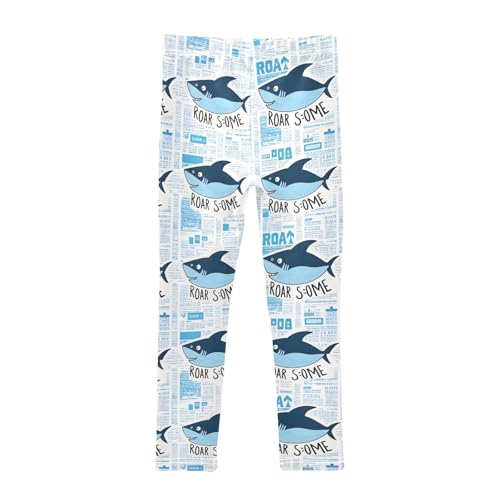 Cartoon Shark Girls Leggings Soft Stretch Workout Yoga Dance Pants for Kids Casual Tights2
