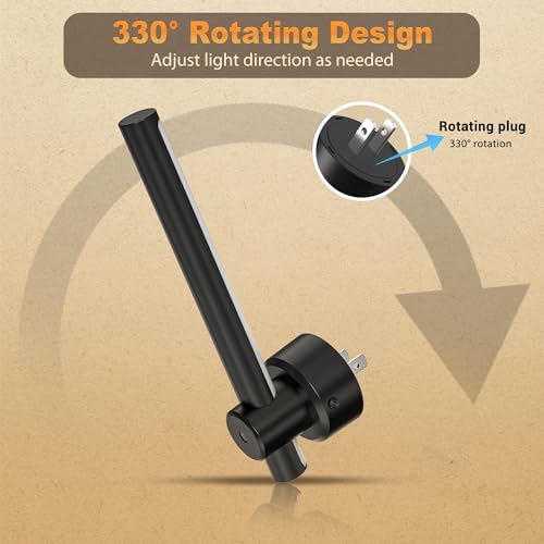 Image of JandCase Night Light, Night Lights Plug into Wall with Dusk to Dawn Sensor, 330 Rotatable Plug, 0-100LM Dimmable Light Bar for Vanity Bedroom Bathroom, 1 Pack