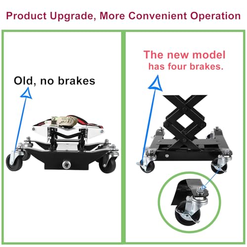 Image of Garvee Transmission Jack 450 LBS Capacity: Low Profile Lift with 2M Safety Straps & 4 Brake Wheels, 7-23 Inch Range for Car & Truck Repair (Black)