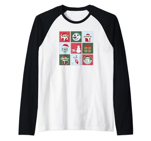 T-shirt Raglan Star Wars The Mandalorian de Noël haut de gamme en coton