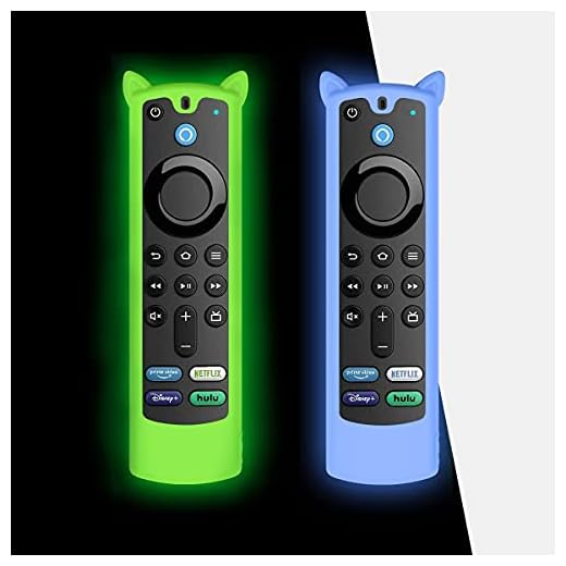 AIYAAIYA Funda Protectora para Alexa Voice Remote (3rd Gen)(Versión 2021), Estuche de Silicona a Prueba de Golpes para Fire TV Stick 4K 2021 Control Remoto con Cuerda Antipérdida(Glow Azul+Glow Verde)