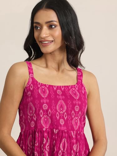 Image of Libas Printed Cotton Anarkali Kurti for Women | Ethnic wear | Bridal Suit | Occasion wear