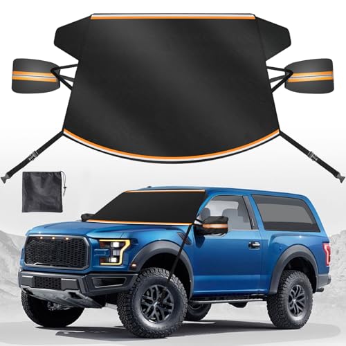 Car Windshield Cover for Snow and Ice, Car Windshield Snow Cover Kit with Side Mirror Cover, 600D...