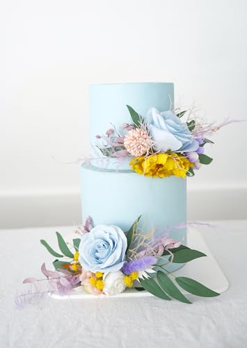 Set de Dos Adornos de Pastel de Boda con Flores Artificiales miniatura 3