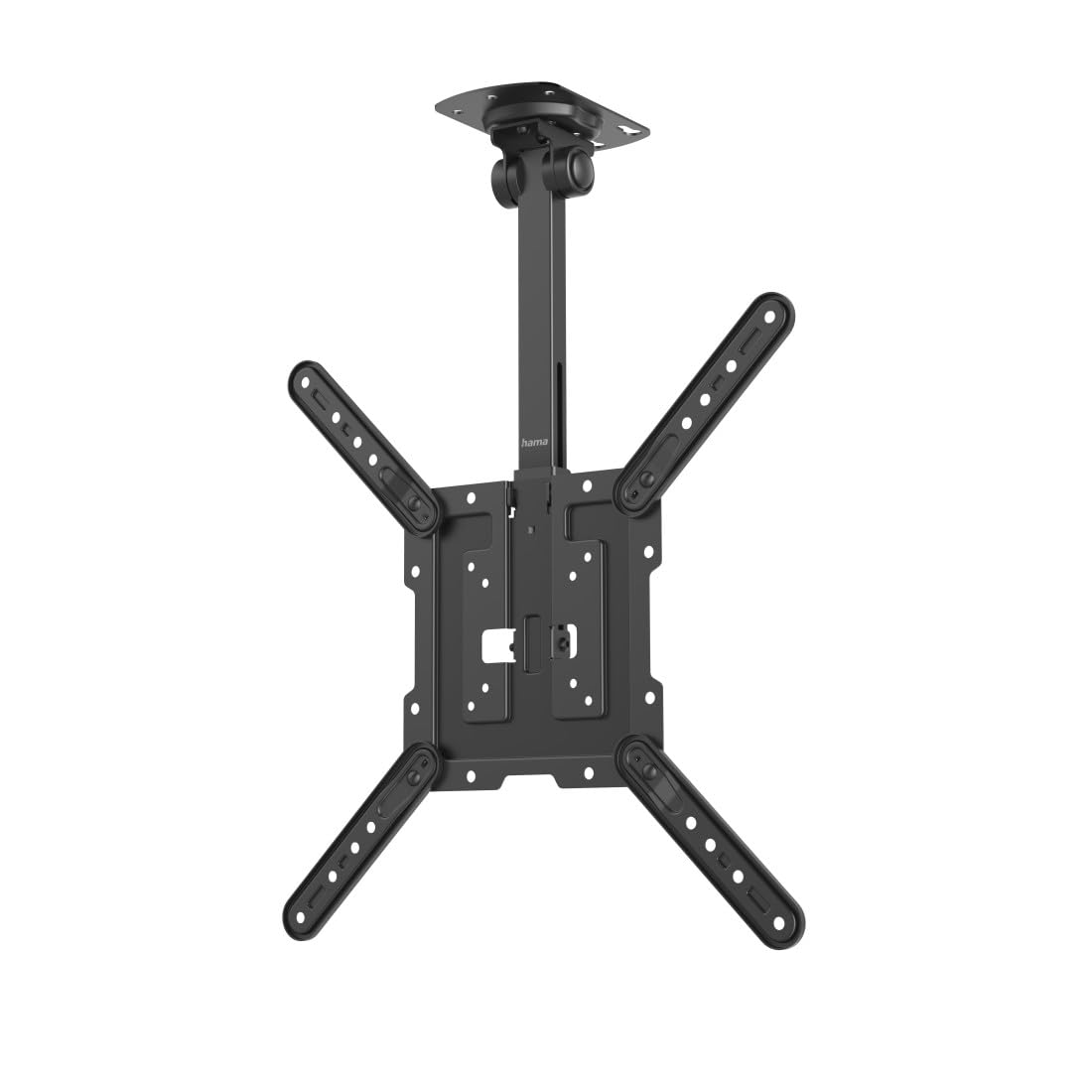 Hama TV Deckenhalterung, schwenkbar, höhenverstellbar, 32-65 Zoll, bis 40kg | TV Deckenhalterung schwarz, auch für Dachschrägen, VESA 75x75 bis VESA 400x400, mit fischer-Dübeln