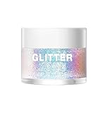 Holographic Body Glitter Gel, Ultra Fine Glitter Gel for Face, Hair, Body, Nail, Eyeshadow, Long Lasting Waterproof Laser Glitter Gel Festival Party Rave Accessories for Women, 1.35 oz (#1 White)