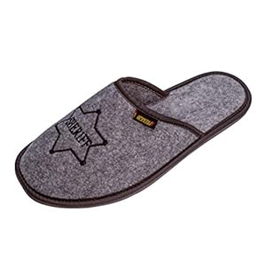 APREGGIO Pantoffels voor heren, licht, natuurlijk, 100% vilt, natuurproduct, handgemaakt, zwart, vaste zool, comfortabel…