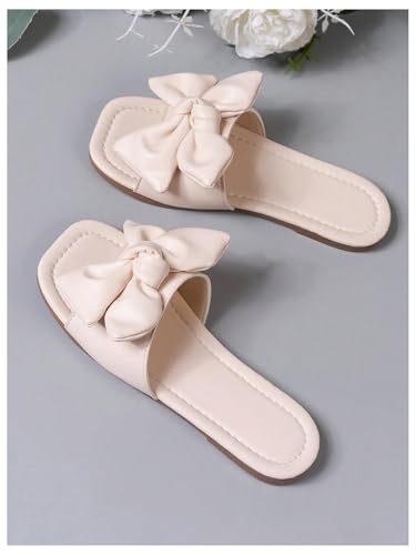 Image of Verdusa Girl's Bows Square Toe Sandals Casual Summer Flat Sandal