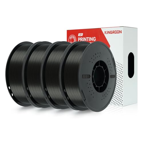 Image of Kingroon PETG 3D Printer Filament, High Strength, Low Warping, Odorless, Dimensional Accuracy + /- 0.03 mm, 1kg Spool(2.2lbs), 1.75 mm, 4KG Black