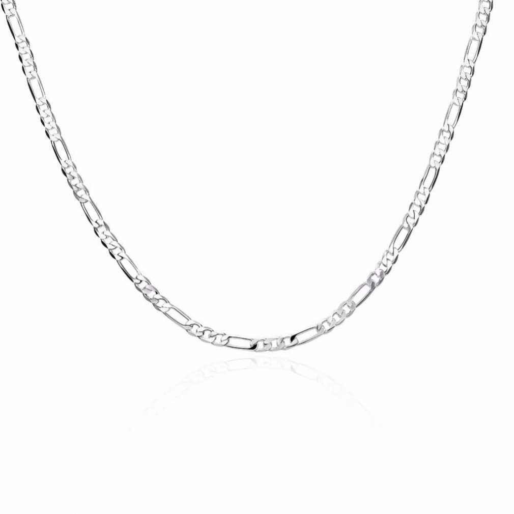 Pollici 4 mm Collana a Catena Laterale Piena Donna Regalo per Gioielli da Sposa