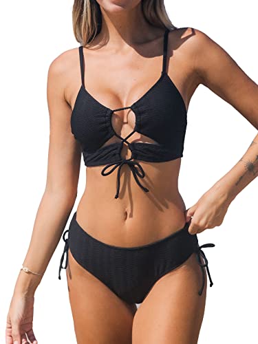 CUPSHE Damen Bikini Set Schnürung Low Waist Bikini Bademode Tunnelzug...