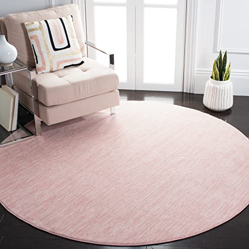 SAFAVIEH Vision Collection Area Rug - 3' Round, Pink, Modern Ombre Design, Non-Shedding & Easy to Clean, Ideal for Foyer, Entryway, Bedroom, Accent Space (VSN606U)
