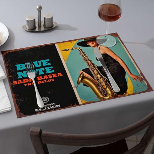 Assiettes bleues saxophone triste pour table de Pâques conviviale - 2