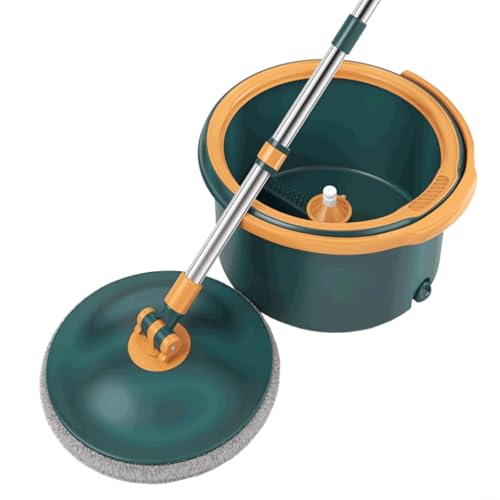 Práctico Fregona portátil de Acero Inoxidable con 3 Cabezales de Microfibra, fregona extraíble y Cubo, Sistema de Limpieza de Suelo versátil Versátil