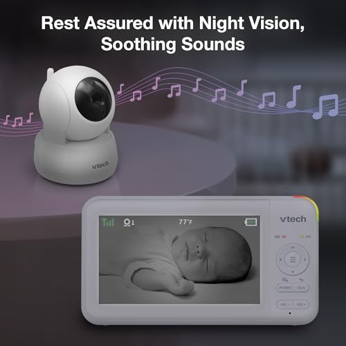 Image of VTech Baby Monitor No WiFi- See Every Corner of the Nursery, Remote Pan-Tilt-Zoom, Hack-Proof, 5 inch Screen, 17Hr Battery, 1000ft Range, Night Vision, Temperature Sensor | 924W