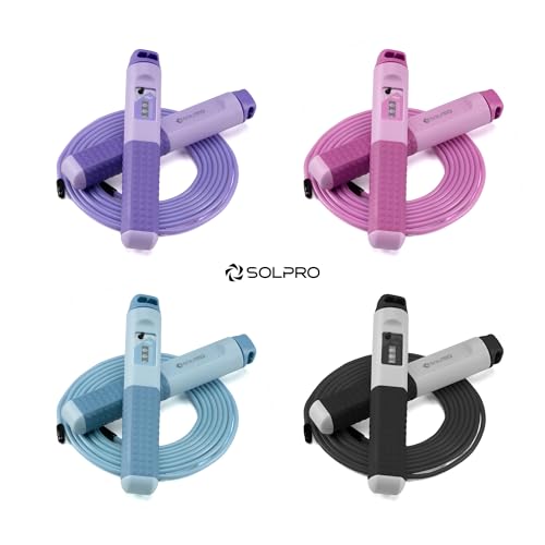 Image of Solpro Flyte Adjustable Jump Rope Skipping Rope with Counter for Men, Women, Kids, Fitness & Exercise | Unisex, Tangle-Free, Non-Slip, Smooth Rotation | Home & Gym workouts