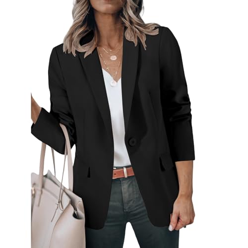 Blazers for Women Lapel Open Front Long Sleeve Suit Jacket Fall Lightweight Work Office Blazer Solid Color Suit Coat4