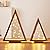 Mokof 2 Pack Wood Tabletop Christmas Trees with Lights, Christmas Decorations Indoor, Modern Farmhouse Christmas Decor Small Trees for Table, Mantle, Shelf (13.4" and 10" Tall)