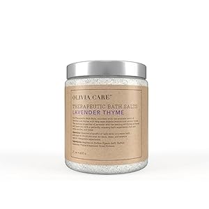 Olivia Care Epsom Bath Salts with Lavender Thyme â Therapeutic, Relieve Stress & Relax Muscles. Exfoliate, Rejuvenate, Calming & Healing | Infused with Natural Essential Oils – Fresh Fragrance – 21 OZ
