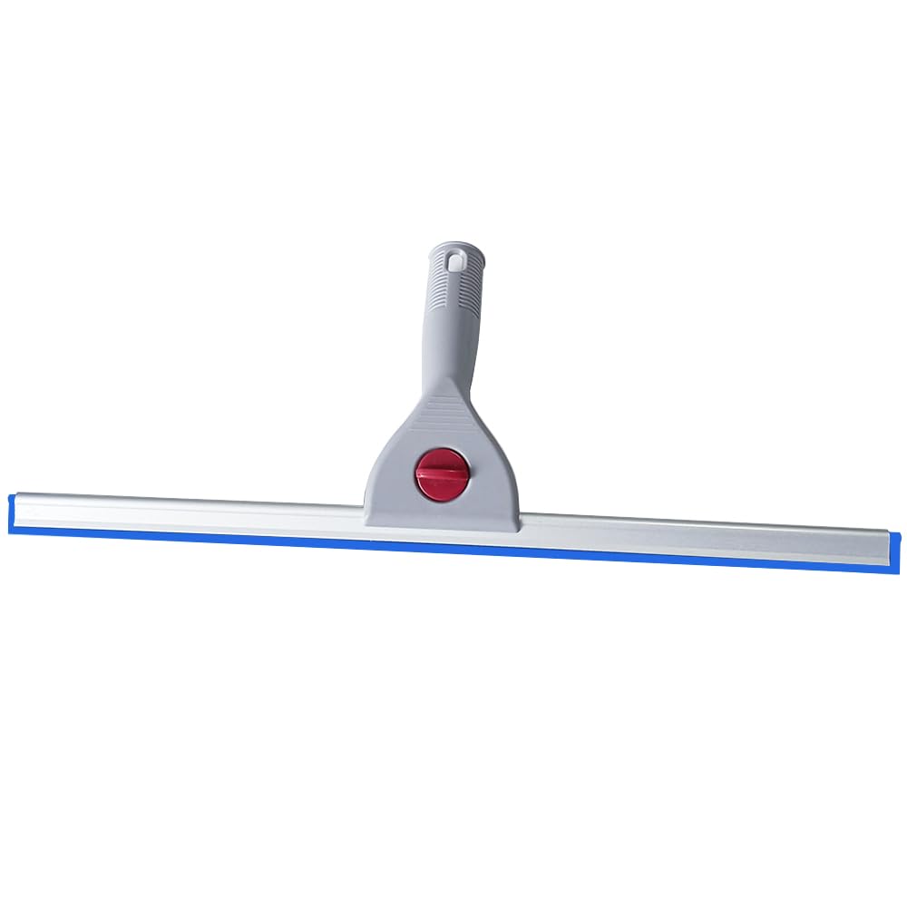 Car Window Cleaning Squeegee 45cm 18 Inch Water Wiper for Bathroom Glass Home Mirror Wall Tiles Silicone Blade Plastic Handle (18IN/45CM, Blue)