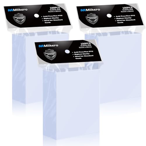 Mlikero 300 Fundas Blandas Cartas Card Sleeves, Funda Cartas Transparentes para Coleccionar e Intercambiar, 66 x 91 mm