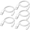 USB to USB C Cable 6ft 5-Pack, USB Type-C USBA to USBC Power Cord for Fast Charging & USB 2.0 Data Transfer (Android Auto and Car Carplay Support）for Phone,Computer,Fan,Watch,LED,Game Controller