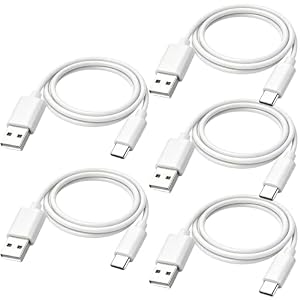 USB to USB C Cable 6ft 5-Pack, USB Type-C USBA to USBC Power Cord for Fast Charging & USB 2.0 Data Transfer (Android Auto and Car Carplay Support）for Phone,Computer,Fan,Watch,LED,Game Controller