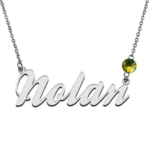 GR859C Personalized Charm Name Necklace with Birthstone for Best Friends Nolan